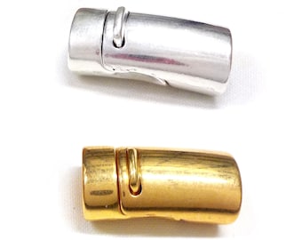 Strong Clasp for Licorice Oval Leather Cord in 999 Silver or 24K Gold Plating, Bracelet Closure, Very Strong Kumihimo Braids Clasp - 1 set