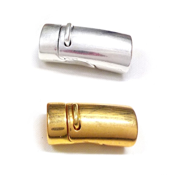 Strong Clasp for Licorice Oval Leather Cord in 999 Silver or 24K Gold Plating, Bracelet Closure, Very Strong Kumihimo Braids Clasp - 1 set