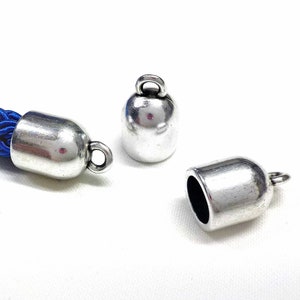 Silver Plated End Caps, Cords Edge, Cord End Hat, 8mm Cord Ends, Cord Terminators, End Clasps 18x11mm (Ø 8.2mm), Ideal for 8mm Cord - 2 pcs