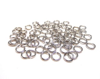 Rodiumpläterade mässingshoppringar 6,5 mm x 4,5 mm x 1 mm, 18 Gauge, mattfria, starka hoppringar - 30 stycken