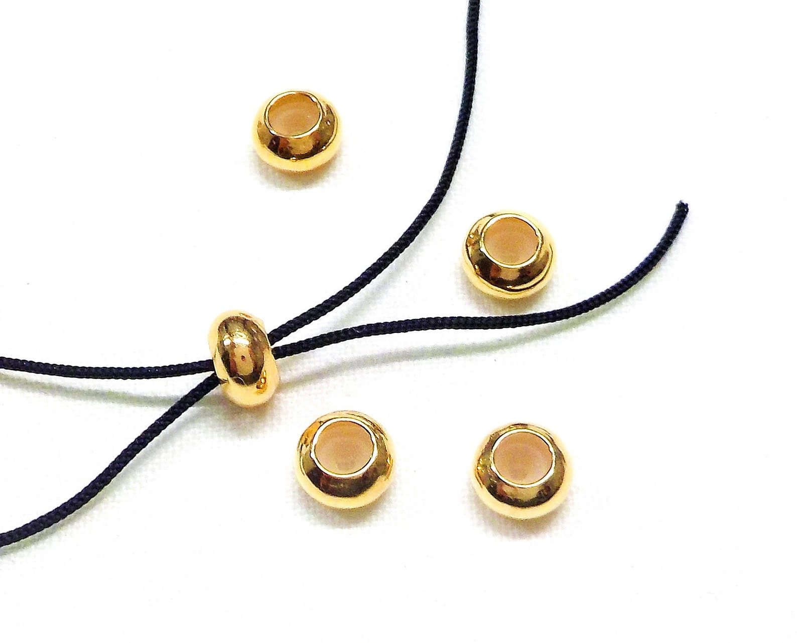 Gold Stopper Beads With Rubber Tube Slider Stopper Beads Etsy