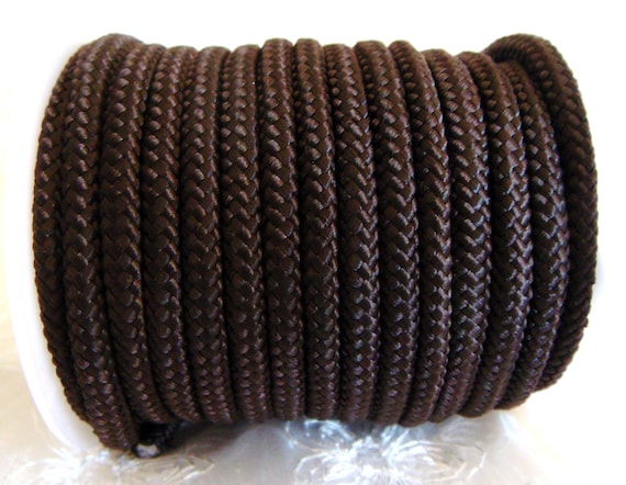 Braided Trim Rope Cord, Semisoft Climbing Cord, Dark Brown Striped