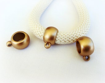 Cuentas de enganche CCB Gold Mate, espaciador para dijes con argolla, enganches tubulares, enganches para cordón, enganches deslizantes, anillo espaciador para cordón redondo de 10 mm - 4 piezas