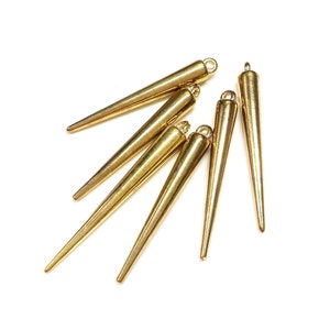 CCB Large Spike Cone Beads, Spike Charms, Spike Pendants, Gold Plated Lightweight Beads 6.5 x 52mm - 10 pieces