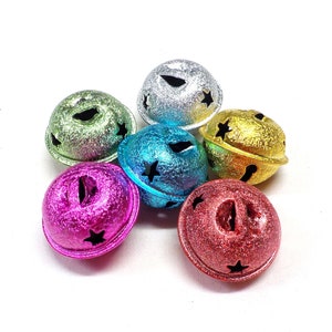 Mixed Colors Stardust Jingle Bells, Home Decor Bells, Large Round Sound Bells, Big Clappers, Christmas Bell Decor, Pet Bells, 24mm - 2pcs