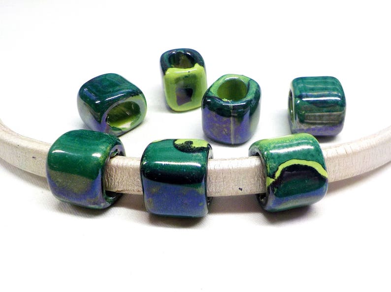 Ceramic Bead Tube Slider for Oval Cord Green Blue Yellow Etsy