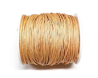 Beige Waxed Cord 1mm, Skin Color Waxed Cotton Cord, Twisted Cotton String, Macrame Cord, Bakers Twine - 10 yards/ 9.2m approx.(1 piece)