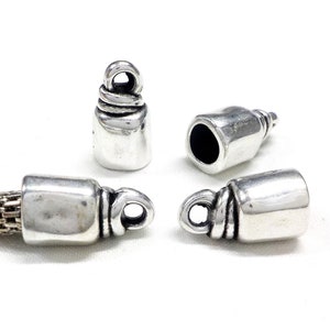 Silver Plated End Caps, Cords Edge, Cord End Hat, Cord Ends, Cord Terminators, End Clasps for 6mm Cords, 10x18 (Ø 6.7mm) - 2 pcs