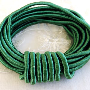 Wrapped Silk Satin Cord, Green Satin Cord, Soutache Wrapped Thread Cord 4mm, Rope Cord- 1 Yard/  0,92m approx.(1 piece)