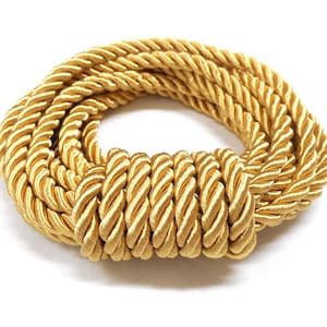 Cordoncino ritorto color oro da 5 mm, cordoncino avvolto in raso a 3 strati, cordoncino per cucito e artigianato, cordoncino in poliestere - 2 iarde/ 1 pezzo