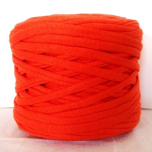 Orange T-Shirt Yarn, Cotton T-Shirt Tricot, Fabric Jersey Ideal for Necklaces, Bracelets, Rugs and Bags - 2.7m/3 yards (1 piece)