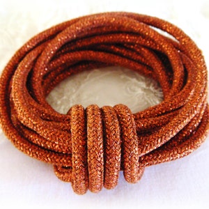 Metallic Copper Climbing Cord, Semisoft Rope Cord, Metalic Round Cord 5mm approx. 2 Yards/ 1,85m 1 piece image 1