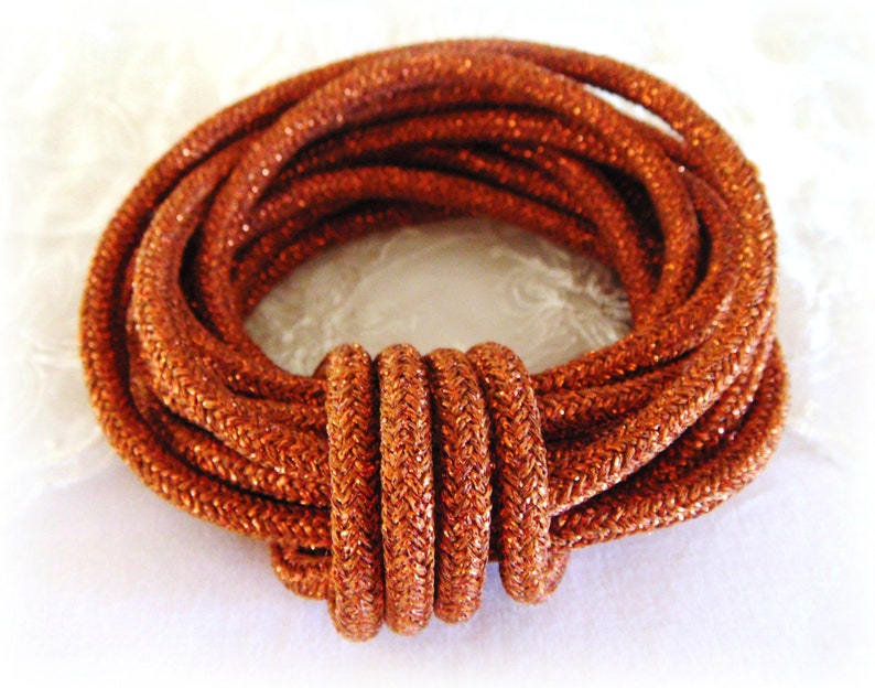 Metallic Copper Climbing Cord, Semisoft Rope Cord, Metalic Round Cord 5mm approx. 2 Yards/ 1,85m 1 piece image 1
