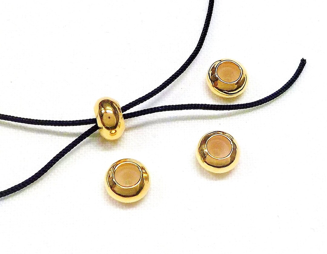 Gold Stopper Beads With Rubber Tube, Slider Stopper Beads, Smart