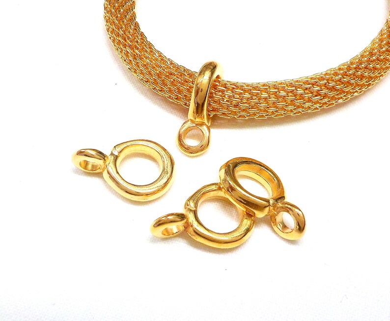 Gold Bail Beads Bail Charm Holder Spacer with Loop Tube Etsy