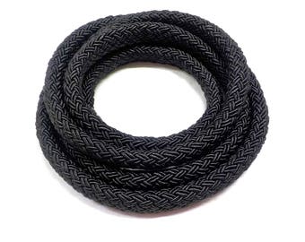 Oval Braided Trim Cord, Semisoft Cord, Licorice Style Rope, Black String Cord 8x10mm - 1Yard/ 0,92cm approx.(1 piece)