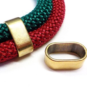 Bronze Oval Tubes, Bronze Sliders, Tube Beads Spacers, Large Tube Beads, Metal Beads 24x10mm, Ø 20x10mm for Cords 10mm - 1 piece
