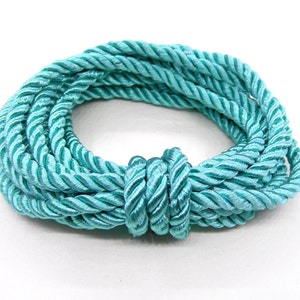 5mm Veraman Mint Satin Twisted Cord, Wrapped Thread Cord, Polyester Braided Cord, Rope Cord - 2 Yards/ 1.84m approx.(1 piece)