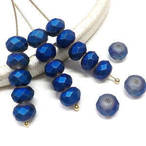 Blue Glass Crystal Beads, Blue Washer Faceted Beads, Rondelle Faceted Beads, Round Beads, 8x5mm - 20 pcs