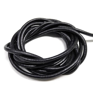 5mm Black Genuine Round Leather Cord, Greek High Quality Leather Cord, Round Leather Cord, 8 inches/20cm approx.- 1 piece