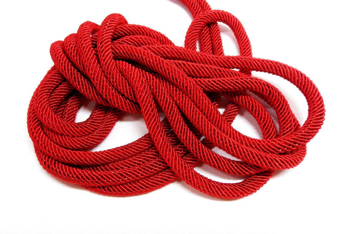 Red Braided Rope Cord Semisoft Trim Cord Artificial Silk Etsy