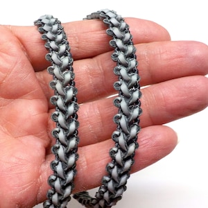 Grey Gray Braided Cord, Flat Faux Leather Cord 10mm, Knitted Faux Leather Cord, Bracelet Cord, Decoration Cord - 16&quot;/40cm approx. (1 piece)