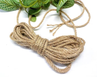 3mm Natural Hemp Twisted Rope, Unbleached Rustic Hemp Cord, 3 Strand Nautical Rope, Semisoft Twine Home Decor Cord - 5 yards/1 piece