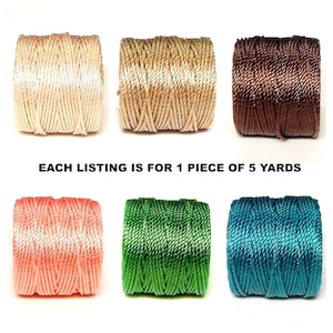 S-Lon, Superlon Tex 400 0.9mm Heavy Green Brown Beige Bead Cord, Twisted Nylon Bead Cord for Kumihimo, Macrame, Friendship Bracelets-5 Yards