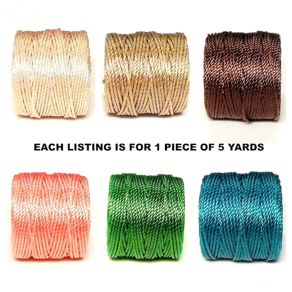 S-Lon, Superlon Tex 400 0.9mm Heavy Green Brown Beige Bead Cord, Twisted Nylon Bead Cord for Kumihimo, Macrame, Friendship Bracelets-5 Yards