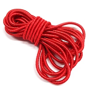 3.2mm Red Wrapped Silk Satin Cord, Soutache Wrapped Thread Cord, Artificial Silk Cord, Rope Cord - 1 Yard/0.92m approx.(1 piece)