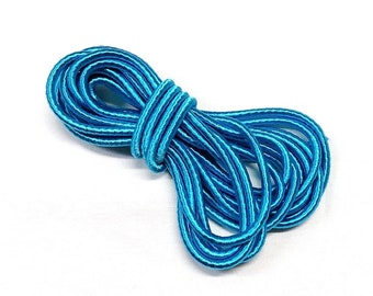 Cordon en satin de soie enveloppé turquoise, cordon avec fil enveloppé en soutache bleu, cordon en soie artificielle, cordelette de 3,2 mm - 1 yard/1 pièce