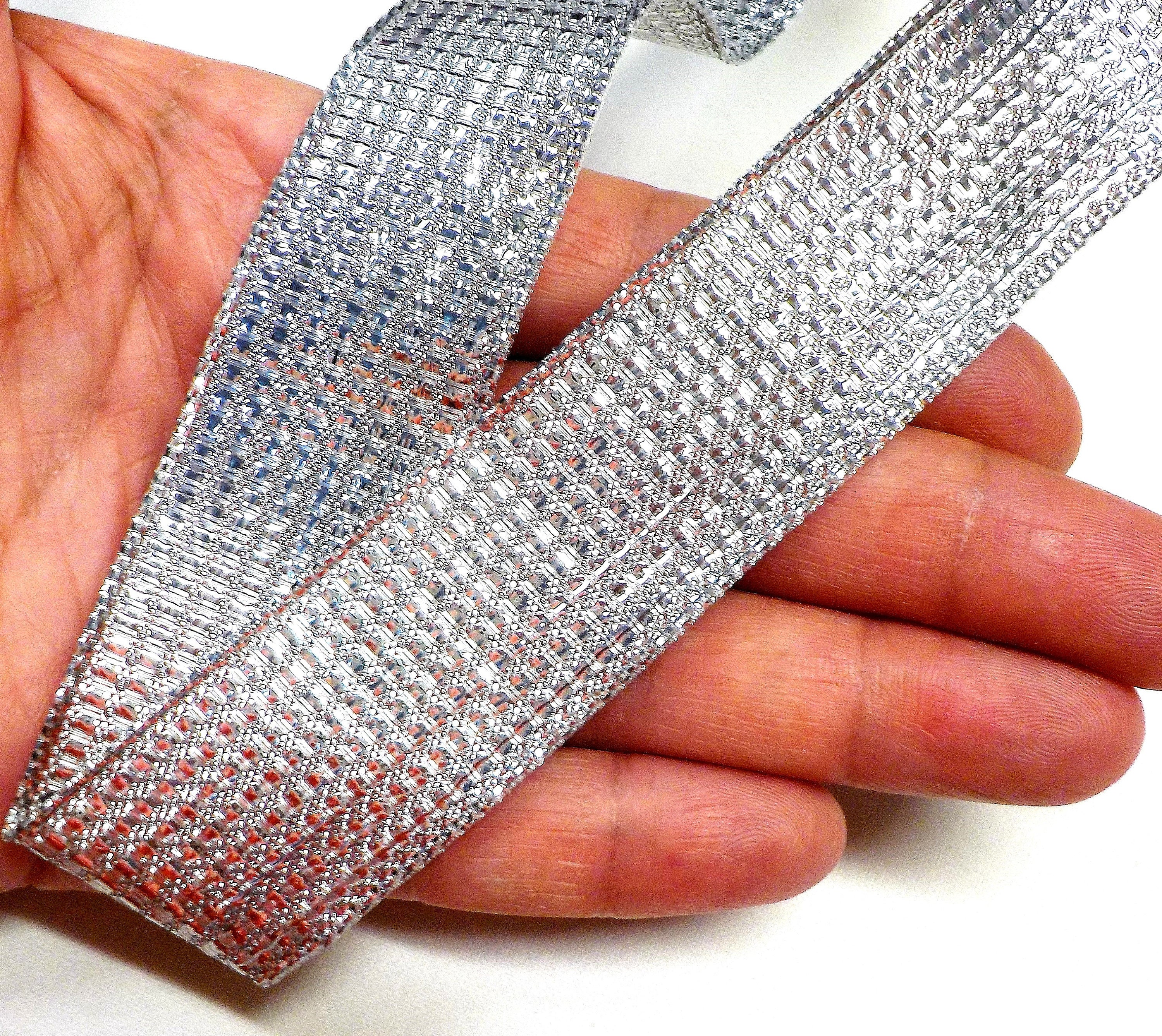 Silver Metallic Ribbon, Sparkle Double Sided Wired Ribbon, Christmas ...