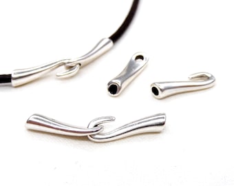 999 Silver Plated Hook and Eye Clasp for 2mm Round Cord, End Cap Cord Terminal Dots Clasp Round Hook Clasp Greek Metal Zamak Cast - 2 sets
