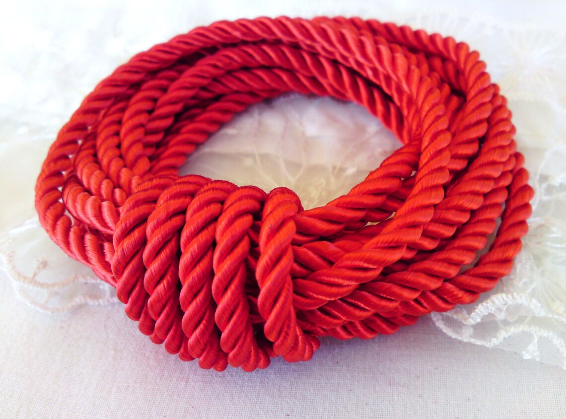 5mm Red Satin Twisted Cord, Wrapped Thread Cord, Rope Cord- 2 Yards/ 1 ...