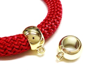Cuentas de oro amarillo CCB, espaciador para dijes con argolla, enganches tubulares, enganches para cordón, enganches deslizantes, anillo espaciador para cordón redondo de 10 mm - 4 piezas