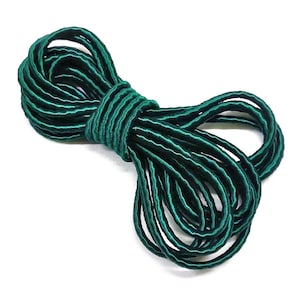 Green Wrapped Silk Satin Cord, Dark Green Soutache Wrapped Thread Cord, Artificial Silk Cord, 3.2mm Rope Cord - 1 Yard/1 piece