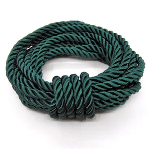 5mm Dark Green Satin Twisted Cord, Wrapped Thread Cord, Polyester Braided Cord, Rope Cord - 2 Yards/ 1.84m approx.(1 piece)