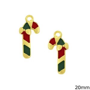 Red and White Enamel Candy Cane Charm main image 1