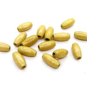Beige Wooden Tube Beads, Oval Nautural Tube Wooden Beads, Wooden Tube Spacer Beads, 15x7mm/ Ø 2.5mm - 50 pcs