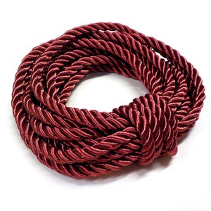 5mm Dark Red Satin Twisted Cord, Wrapped Thread Cord, Polyester Braided ...