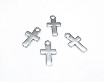 Silver Plated Cross, Silver Cross Charm, Silver Cross Pendant, Metal Cross 12x18mm - 2 pieces