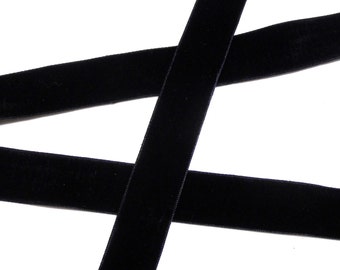 Black Velvet Lace, Black Velvet Ribbon, Velvet Trim, Velvet Choker Lace, Velvet Choker Ribbon, 25mm width - 1yard/92cm approx. (1 piece)