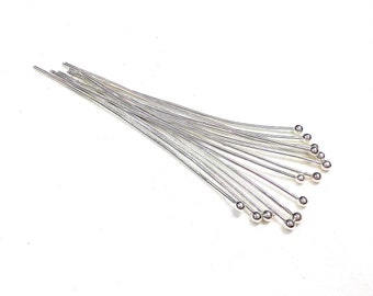 Ball Pins Silver Plated Over Brass, Very Soft Ball Head Pins, Wire Wrapping Jewelry, 21 Gauge Headpins, 50mm /0.7mm (2"/0.028") - 25 pieces