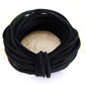 High Quality Suede Cord 3x1,5mm, Black, High Quality Suede Lace, Vegan Cord Sold in 2 yards/ 1,85m approx. Lengths image 1