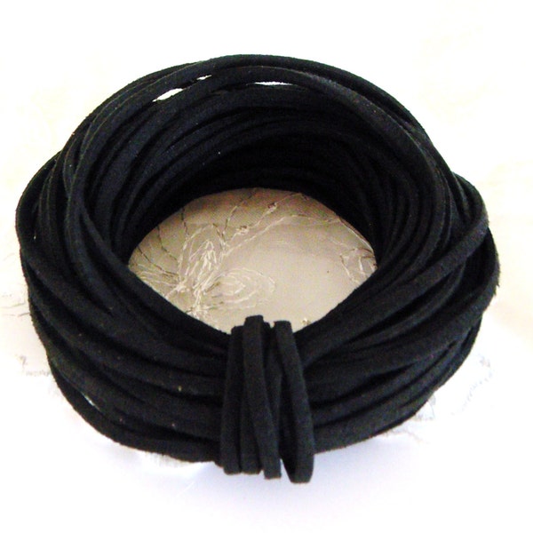 High Quality Suede Cord 3x1,5mm, Black, High Quality Suede Lace, Vegan Cord - Sold in 2 yards/ 1,85m approx. Lengths