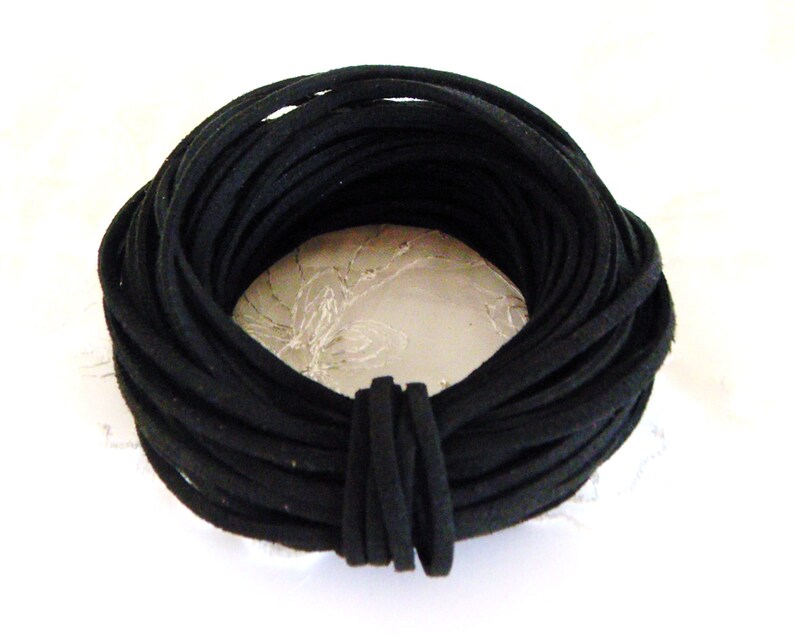 High Quality Suede Cord 3x1,5mm, Black, High Quality Suede Lace, Vegan Cord Sold in 2 yards/ 1,85m approx. Lengths image 1