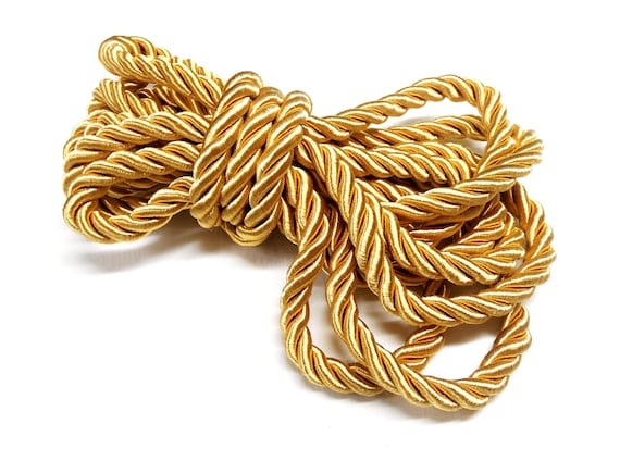 Gold Satin Twisted Cord, Wrapped Thread Cord, 9mm Rope Cord- 1 Yard/ 0,92m  approx.(1 piece)