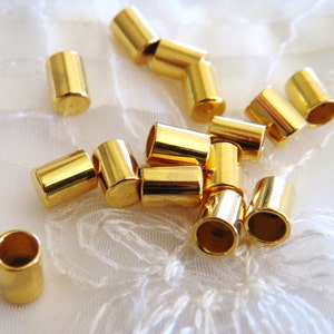 Embouts plaqués or 24 carats sur laiton 5,5 x 4 mm sans boucle ni trou pour cordon de 3 mm, bord en cuir, terminaisons de cordon Ø 3,2 mm 8 pièces image 3