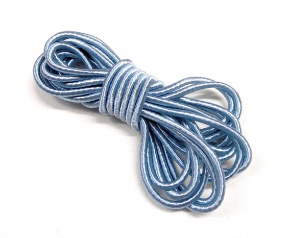 3.2mm Light Blue Wrapped Silk Satin Cord, Soutache Wrapped Thread Cord,  Artificial Silk Cord, Rope Cord - 1 Yard/0.92m approx.(1 piece)