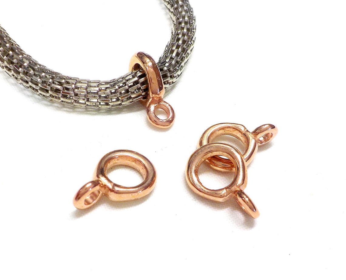 Rose Gold Bail Beads Bail Charm Holder Spacer With Loop Tube Etsy